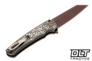 Pro-Tech Malibu Reverse Tanto - Two Tone Stainless Steel Nexus Textured Handle - Copper Rose MagnaCut Blade - Black Lip Pearl Button