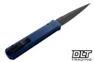 Pro-Tech Godfather - Blue Handle - Black Blade - Black Lip Pearl Button