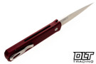 Pro-Tech Godfather - Red Handle - Satin Blade - White Pearl Button