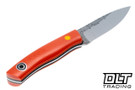 Fiddleback Forge Lil' Lady - Bright Orange Linen Micarta - Tapered Nitro-V Blade
