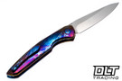 Olamic Cutlery Aura - Satin Blade - Entropic Titanium - Blue Nugget Backspacer - Blue Accents #055 - 780 - Back