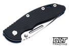 Hinderer 3.5" XM-18 Non Flipper Fullered Spear 20CV - Battle Blue Anodized Titanium - Stonewashed Blade - Black G-10