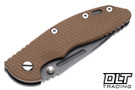 Hinderer 3.5" XM-18 Non Flipper Fullered Spear 20CV - Working Finish Titanium & Blade - Coyote G-10