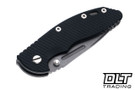 Hinderer 3.5" XM-18 Non Flipper Fullered Spear 20CV - Working Finish Titanium & Blade - Black G-10