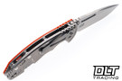 Hinderer 3.5" XM-18 Non Flipper Fullered Spear 20CV - Stonewashed Titanium & Blade - Orange G-10