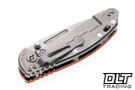 Hinderer 3.5" XM-18 Non Flipper Fullered Spear 20CV - Stonewashed Titanium & Blade - Orange G-10