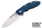 Hinderer 3.5" XM-18 Non Flipper Fullered Spear 20CV - Stonewashed Titanium & Blade - Blue & Black G-10