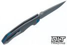Koenig Xenon - Blasted Titanium - Burnished Blade - Polished Flats - Blue Hardware