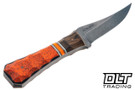 Auxiliary Manufacturing Pocket Bowie XL - Sharky Orange Grip X & G-10 Scales - Darkwash AEB-L Blade