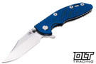 Hinderer 3" XM-18 Bowie 20CV - Stonewashed Titanium & Blade - Blue & Black G-10