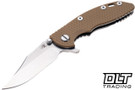 Hinderer 3" XM-18 Bowie 20CV - Stonewashed Titanium & Blade - Coyote G-10