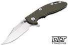 Hinderer 3" XM-18 Bowie 20CV - Stonewashed Titanium & Blade - OD Green G-10