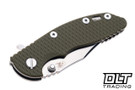 Hinderer 3" XM-18 Bowie 20CV - Stonewashed Titanium & Blade - OD Green G-10