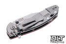 Hinderer 3" XM-18 Bowie 20CV - Stonewashed Titanium & Blade - Red G-10