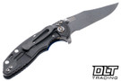 Hinderer 3" XM-18 Bowie 20CV - Working Finish Titanium & Blade - Blue & Black G-10 - Back