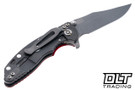 Hinderer 3" XM-18 Bowie 20CV - Working Finish Titanium & Blade - Red G-10 - Back