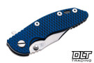 Hinderer 3" XM-18 Bowie 20CV - Working Finish Titanium - Stonewashed Blade - Blue & Black G-10
