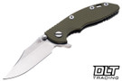 Hinderer 3" XM-18 Bowie 20CV - Working Finish Titanium - Stonewashed Blade - OD Green G-10