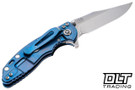 Hinderer 3" XM-18 Bowie 20CV - Blue Anodized Titanium - Stonewashed Blade - Black G-10 - Back
