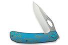 WE Knife Inmate 23096B-3 - Blue Titanium - Golden Raindrops - Satin 20CV Blade