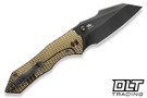WE Knife High-Fin XL 24010-3 - Polished Diamond Texture Gold Titanium - Polished Gray 20CV Blade