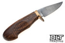 Fire Beard Forge Custom Drop Point Damascus Hunter - Silicone Bronze Guard - Curly Maple #2