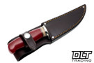 Rocco Handmade Deer & Trout - Red Linen Micarta - Vintage Westinghouse Double Red Line Paper Spacer