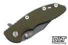 Hinderer 3" XM-18 Bowie 20CV - Working Finish Titanium & Blade - OD Green G-10