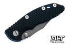 Hinderer 3" XM-18 Non Flipper Bowie 20CV - Battle Blue Anodized Titanium - Working Finish Blade - Black G-10
