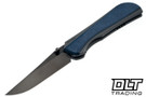 Piratech Saga - Black Bead Blasted Titanium - Blue Richlite Inlay - DLC Hand Strip Satin S90V Blade