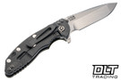 Hinderer 3.25" XM-18 MagnaCut Spanto - Working Finish Titanium - Stonewashed Blade - OD Green G-10 - Back