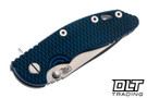 Hinderer 3.25" XM-18 MagnaCut Spanto - Working Finish Titanium - Stonewashed Blade - Blue & Black G-10