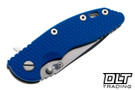 Hinderer 3.25" XM-18 MagnaCut Spanto - Working Finish Titanium - Stonewashed Blade - Blue G-10
