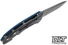 Hinderer 3.25" XM-18 MagnaCut Spanto - Working Finish Titanium & Blade - Blue G-10