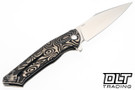 Herman Bee - Deep Engraved Nebula Ripple Titanium - Very Shiny Stonewash M390 Blade #0271