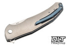 Herman Ishtar - Titanium - Blue Accents - Stonewash M398 Blade #0636