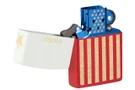Case 250th Smooth Red & White Synthetic Trapper with Center Bolster - Blue PVD Blade - Zippo Lighter in Patriotic Box