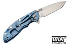 Hinderer 3.25" XM-18 MagnaCut Spanto - Blue Anodized Titanium - Stonewashed Blade - Blue G-10 - Back