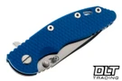 Hinderer 3.25" XM-18 MagnaCut Spanto - Blue Anodized Titanium - Stonewashed Blade - Blue G-10