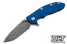 Hinderer 3.25" XM-18 MagnaCut Spanto - Battle Blue Anodized Titanium - Working Finish Blade - Blue G-10