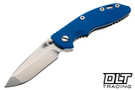 Hinderer 3.25" XM-18 MagnaCut Non Flipper Spanto - Stonewashed Titanium & Blade - Blue G-10