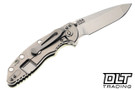 Hinderer 3.25" XM-18 MagnaCut Non Flipper Spanto - Stonewashed Titanium & Blade - Translucent Green G-10 - Back