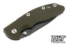 Hinderer 3.25" XM-18 MagnaCut Non Flipper Spanto - Working Finish Titanium & Blade - OD Green G-10