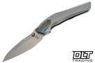 Poikilo Blade VK Odon S1 - Titanium Handle - Flame Inlay - Pearlescent Stonewash M398 Blade