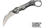 Poikilo Blade Thorny Devil - Two Tone Titanium - White FatCarbon Inlay - Pearlescent Stonewash M398 Blade