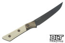 Microtech 6.125" Boning Knife - DLC Blade - Bronze Titanium Bolster - Ivory G-10