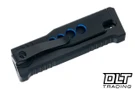 Reate EXO-U Utility Blade - Speed Holes - Black Andoized Aluminum - Blue Holes