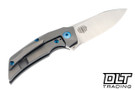 Reate T2500 - Belt Satin M390 Blade - Bead Blasted Titanium - Marble Carbon Fiber Inlay