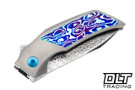 Reate T2500 - Acid Wash Damasteel Blade - Bead Blasted Titanium - Mokuti Inlay