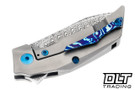 Reate T2500 - Acid Wash Damasteel Blade - Bead Blasted Titanium - Mokuti Inlay